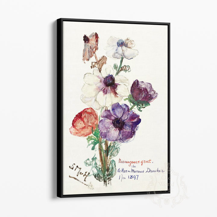 Bouquet of Anemones Framed Canvas