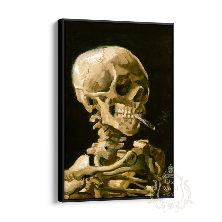 Skeleton with a Burning Cigarette Framed Canvas