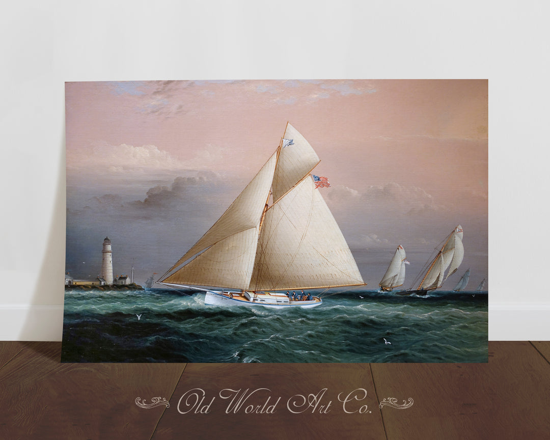 Yacht Race Off Boston Light Print