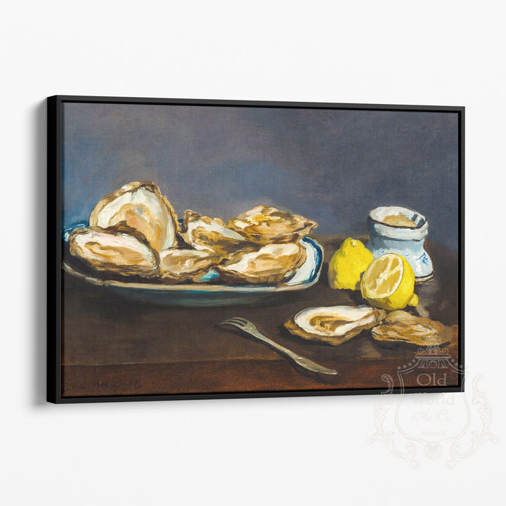 Oysters Still Life Framed Canvas