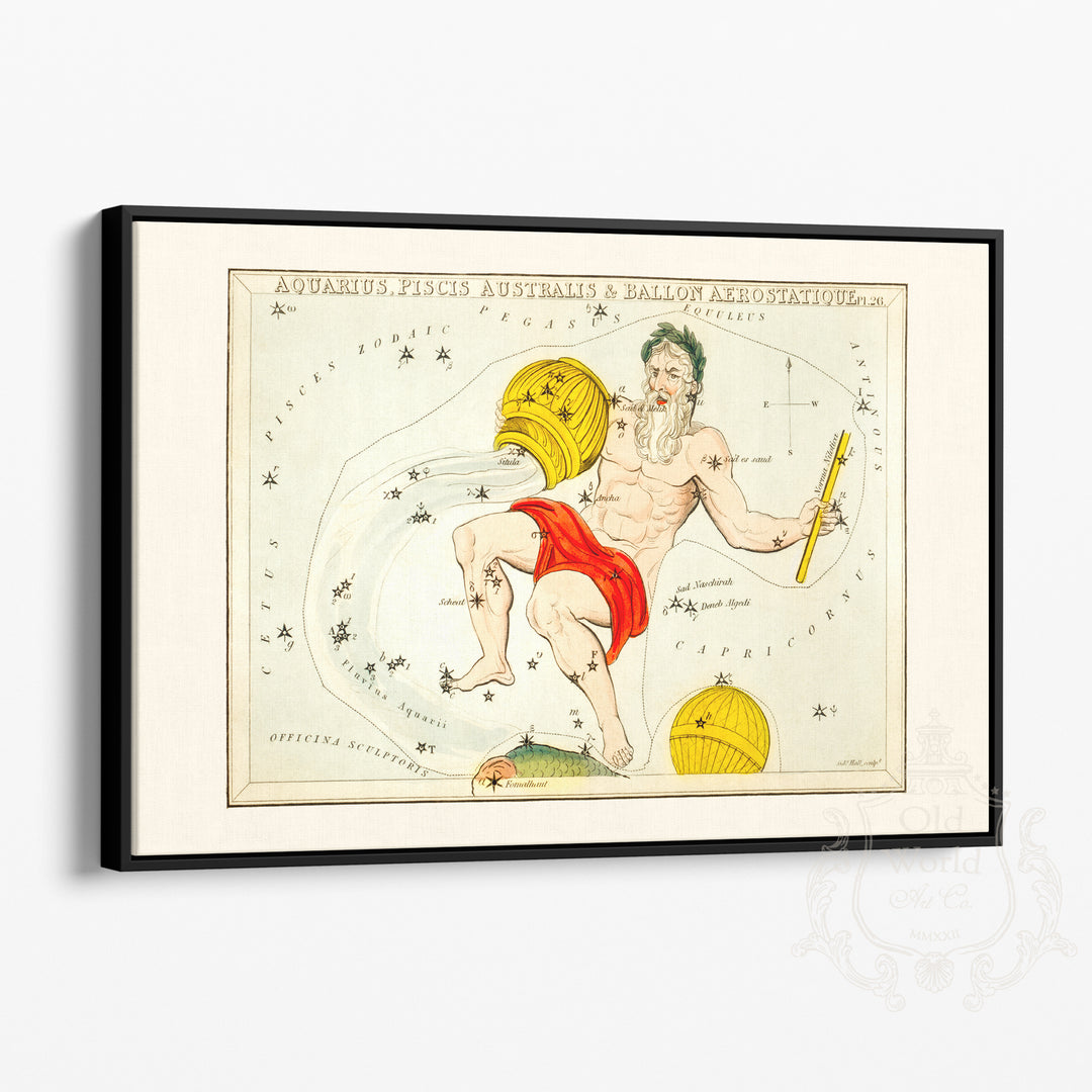 Aquarius Zodiac Chart Framed Canvas